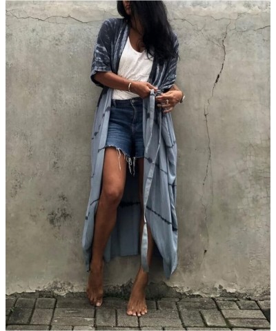 Women Long Beach Kimono Curve Hem Loose open front Bathing suit cover up A-11 Grey $15.18 Others