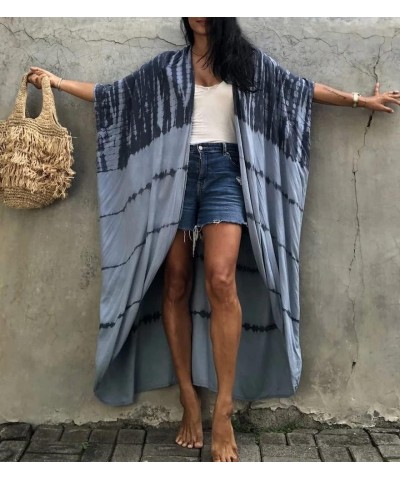 Women Long Beach Kimono Curve Hem Loose open front Bathing suit cover up A-11 Grey $15.18 Others