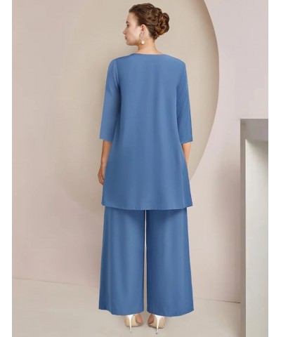 Modest Women's Two Pieces V Neck Pant Suit with Jacket Wedding Guest Dress ME004 Navy Blue $33.97 Suits