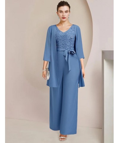 Modest Women's Two Pieces V Neck Pant Suit with Jacket Wedding Guest Dress ME004 Navy Blue $33.97 Suits