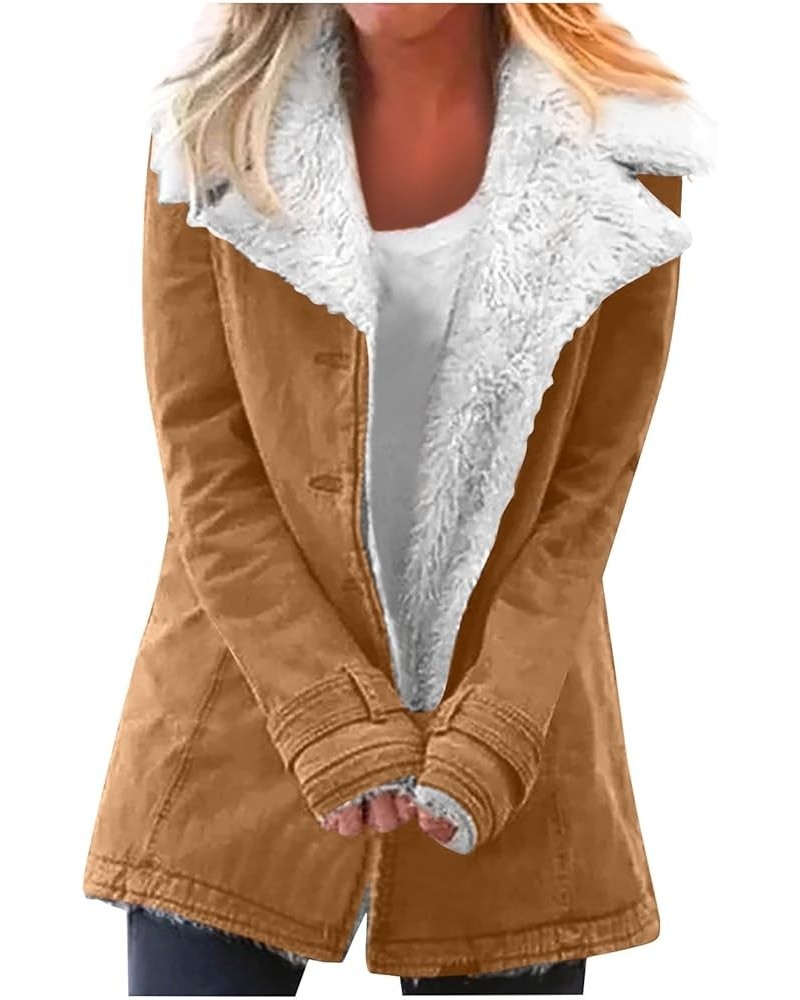 Winter Coats for Women Casual Fleece Lined Jacket Warm Cozy Zip Up Fuzzy Sherpa Lined Thick Coats With Pockets A4-light Brown...