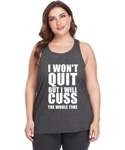 Plus Size Workout Tank Tops for Women-I Won't Quit Womens Funny Saying Fitness Gym Racerback Sleeveless Shirts Racer Back Tan...