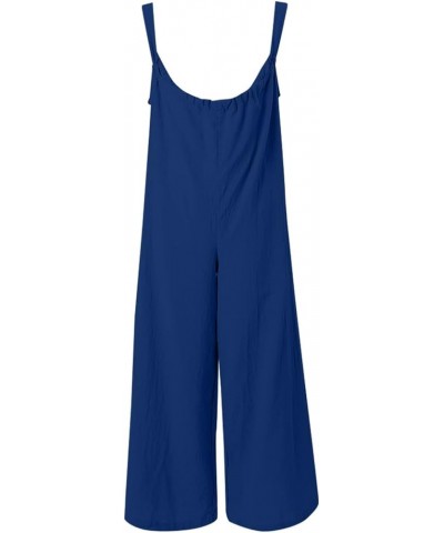 Women's Loose Fit Jumpsuit Fashion Wide Leg Baggy Bib Overalls Adjustable Spaghetti Strap Rompers with Pockets Blue $8.40 Ove...