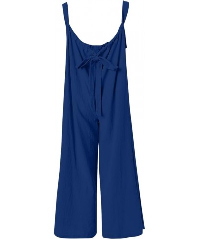 Women's Loose Fit Jumpsuit Fashion Wide Leg Baggy Bib Overalls Adjustable Spaghetti Strap Rompers with Pockets Blue $8.40 Ove...