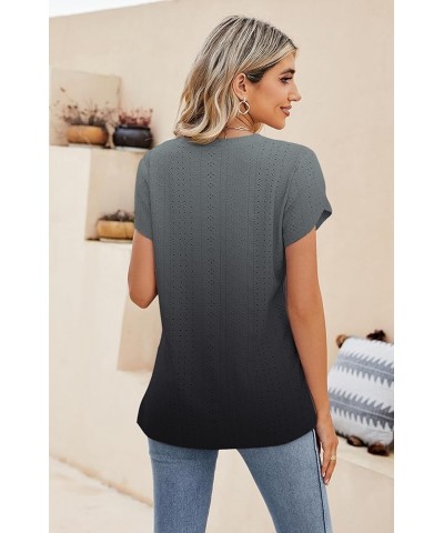 Summer Tops for Women 2023 Trendy Cute Shirts Causal V Neck T Shirts Short Sleeve Blouses Grey $17.27 Blouses