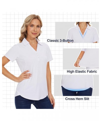 Women's Polo Shirt 3/4 Long Sleeve Golf Quick Dry T Shirts UPF 50+ Athletic Casual Work Shirts Tops for Women Short Sleeve-wh...