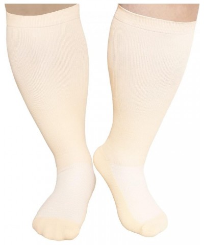 Plus size compression socks wide calf men women knee high 20-30 mmhg breathable circulation xl 2xl 3xl 4xl 5xl Flesh-colored ...