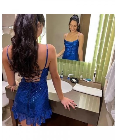 Spaghetti Straps Sequin Homecoming Dresses for Teens 2023 Sparkly Short Cocktail Party Dresses Peacock $25.51 Dresses