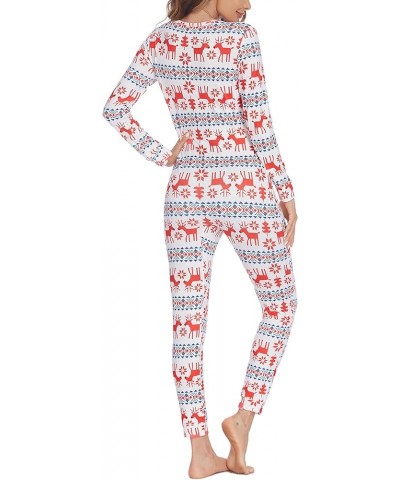 Women's Button Onesie Pajamas Bandage One Piece Long Sleep Romper Pajama Bodysuit Jumpsuit Bodycon XS-XXL White christmas pat...