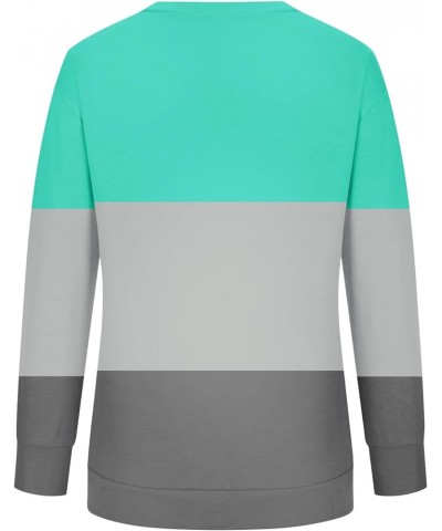 Womens Casual Long Sleeve Crewneck Sweatshirt 2024 Spring Fashion Dressy Pullover Tops Loose Colorblock/Gradient Shirt A-mint...