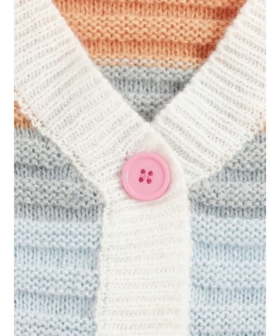 Women's Colorful Open Front V Neck Long Sleeve Crop Cardigan Buttons Loose Knit Sweater Coat Pink Blue $19.78 Sweaters