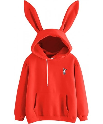 Women's Rabbit Hoodies Bunny Embroidery Cute Ear Sweatshirt Junior Teen Girls Long Sleeve Sports Hoodie Orange $8.82 Hoodies ...