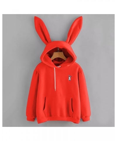 Women's Rabbit Hoodies Bunny Embroidery Cute Ear Sweatshirt Junior Teen Girls Long Sleeve Sports Hoodie Orange $8.82 Hoodies ...