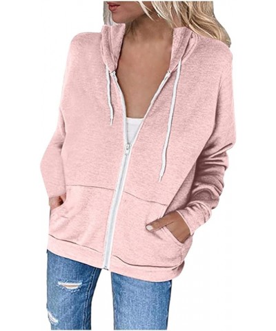 Zip Up Hoodies for Women 2023 Fall Fashion Long Sleeve Sweatshirts Y2k Clothes Lightweight Jackets Fall Clothes Pink_4 $9.45 ...