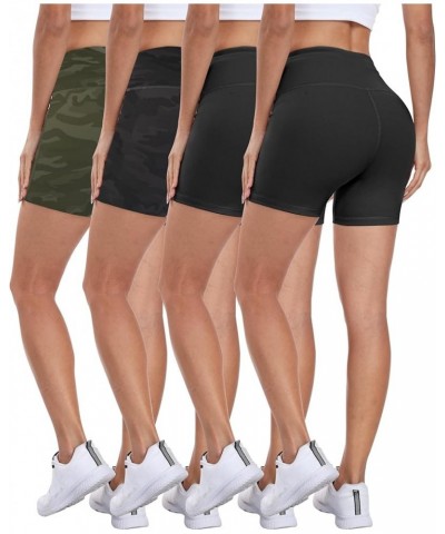 High Waisted Spandex Biker Shorts, Workout Booty Soft Yoga Shorts for Women 5 inch 4 Packs - Black*2/Camo Green/Camo Gray $8....