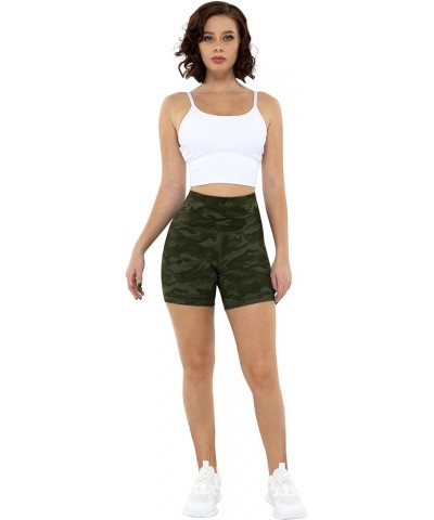 High Waisted Spandex Biker Shorts, Workout Booty Soft Yoga Shorts for Women 5 inch 4 Packs - Black*2/Camo Green/Camo Gray $8....