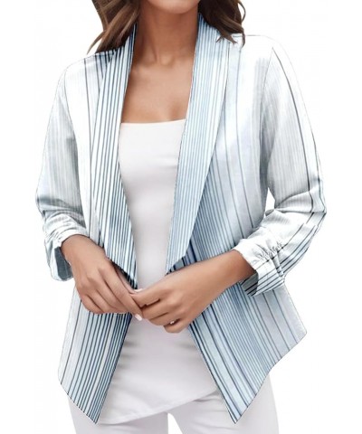 Casual Blazer Jacket for Women Trendy Long Sleeve Open Front Work Office Blazers Lapel Button Business Jacket Coats 01-white ...