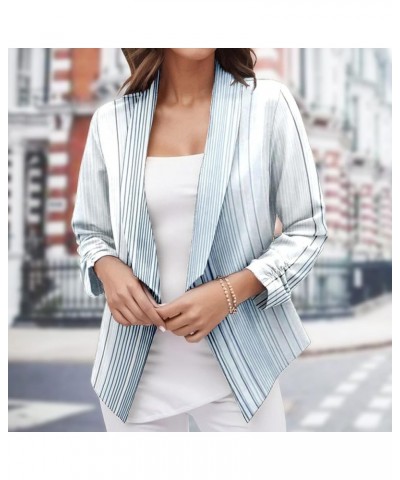 Casual Blazer Jacket for Women Trendy Long Sleeve Open Front Work Office Blazers Lapel Button Business Jacket Coats 01-white ...