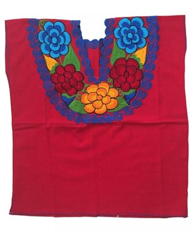 Floral Mexican Blouse - Embroidered - Authentic - Handmade - Cotton - Red $18.01 Blouses