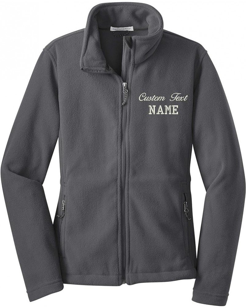 Women L217 Custom Stitching Embroidery Fleece Jackets - Multicolors Iron Grey $18.04 Jackets