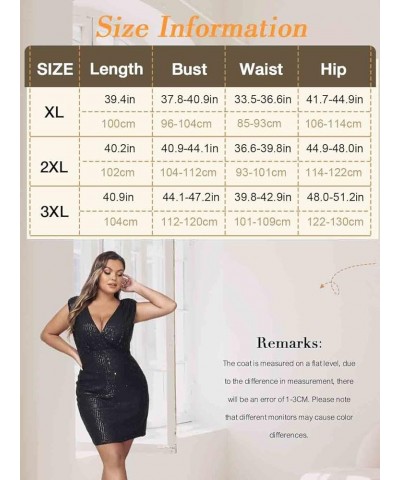 Women's Plus Size Bodycon Dress Sleeveless V Neck Party Dress Cut Out Sexy Mini Dress Sequin Glitter Cocktail Dress Black $15...