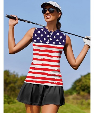 Women's Golf Shirt Sleeveless Polo Tank Tops Quick Dry Athletic Tennis T-Shirts with Zipper The Patriot $13.49 Shirts