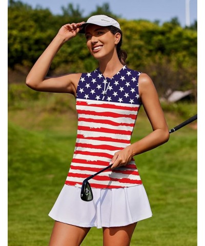 Women's Golf Shirt Sleeveless Polo Tank Tops Quick Dry Athletic Tennis T-Shirts with Zipper The Patriot $13.49 Shirts