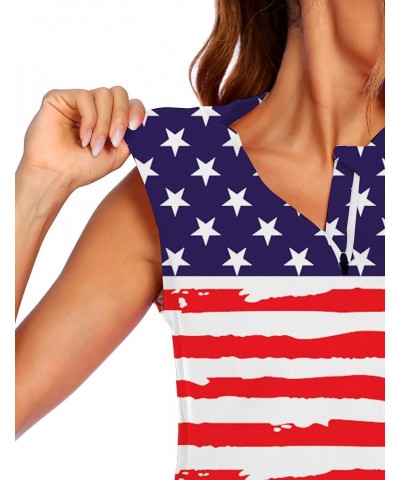 Women's Golf Shirt Sleeveless Polo Tank Tops Quick Dry Athletic Tennis T-Shirts with Zipper The Patriot $13.49 Shirts