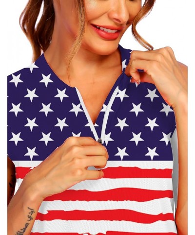 Women's Golf Shirt Sleeveless Polo Tank Tops Quick Dry Athletic Tennis T-Shirts with Zipper The Patriot $13.49 Shirts