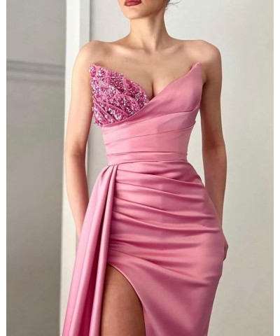 Prom Dresses for Women Mermaid Satin Beaded Evening Gowns with Sequins Champagne $28.40 Dresses