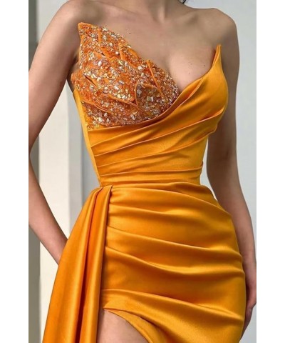 Prom Dresses for Women Mermaid Satin Beaded Evening Gowns with Sequins Champagne $28.40 Dresses