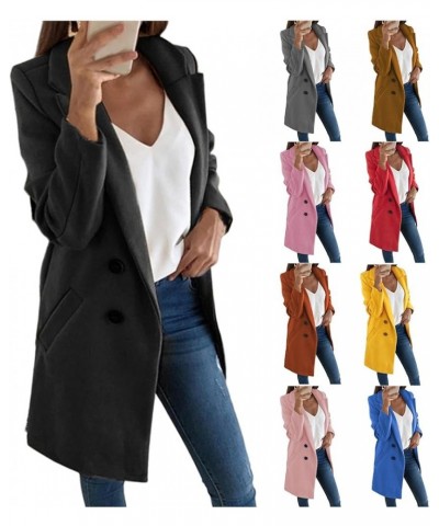 Women's Stylish Mid Length Artificial Wool Blend Trench Dressy Office Thick Warm Button Up Winter Jackets with Pockets XL Lig...