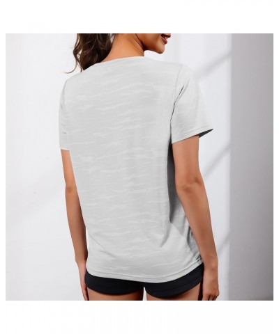 Women's Short Sleeve Dry Fit Shirts Gym Summer - Lightweight Athletic Shirts - Workout Training Crewneck Tops Light Grey $9.8...