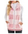 Women's Fleece Plaid Printed Vest Fall Winter Lounge Patchwork Plush Sleeveless Fluffy Outwear with Pocket Pink $16.27 Vests