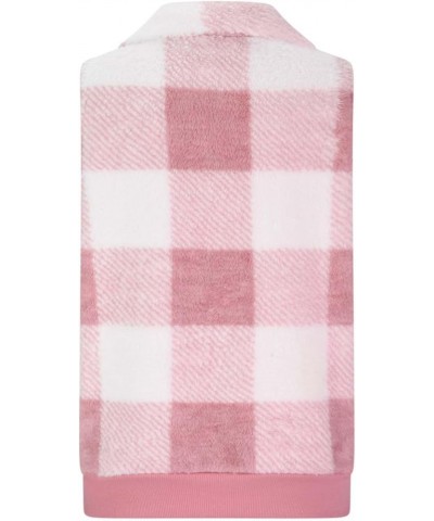 Women's Fleece Plaid Printed Vest Fall Winter Lounge Patchwork Plush Sleeveless Fluffy Outwear with Pocket Pink $16.27 Vests