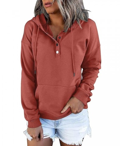 Womens Fashion Hoodie 2023 Button Collar Pullover Drawstring Hooded Sweatshirt Casual Long Sleeve Tops Fall Clothes $5.60 Hoo...