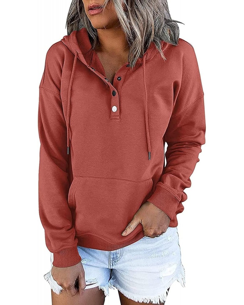 Womens Fashion Hoodie 2023 Button Collar Pullover Drawstring Hooded Sweatshirt Casual Long Sleeve Tops Fall Clothes $5.60 Hoo...