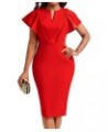 Women Church Dress Work Business Dresses Bodycon Sleeve Round Neck Pencil Dresses D-red $19.37 Dresses