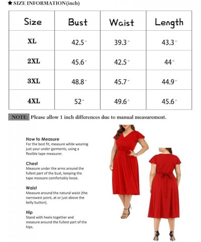 Women's Plus Size Flutter Sleeve Dress Deep V Neck A-Line Swing Midi Dresses Pink $19.32 Dresses