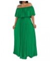 Womens Sexy Chiffon Sundress Off Shoulder Ombre Tie Dye Pleated Skirts Long Boho Beach Maxi Dress Solid Green $18.90 Dresses