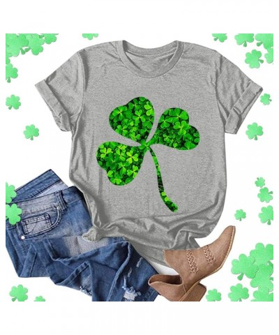 2024 St Patricks Day Shirt,Women's St Patrick's Day T-Shirt Lucky Irish Shamrock Blessed and Lucky Crewneck Graphic Tees Tops...