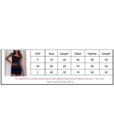 Women 2 Piece Skirt Sets Outfit Slim Crop Tube Top Sleeveless Shirt High Waist Bodycon Mini Skirt 2Pcs Skirt Set 14-black $10...