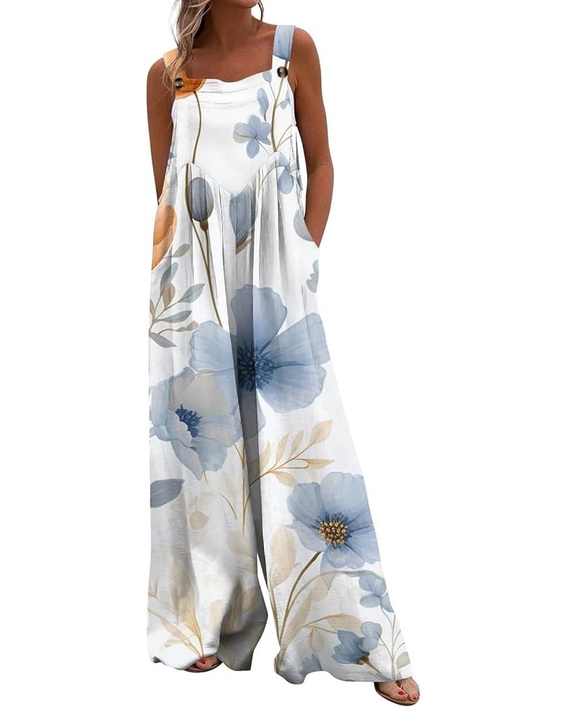 Womens Rompers for Summer 2024 With Pockets Sleeveless Jumpsuit Floral Print Sexy Overalls Bib Overalls Women 03-white $10.77...