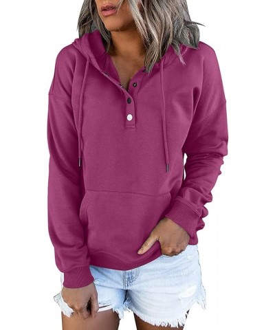 Baggy Hoodies for Women,Autumn Winter Plain Basic Button Down Pullover Casual Long Sleeve Sweatshirt with Pocket C-purple $12...