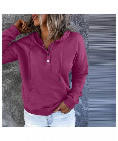 Baggy Hoodies for Women,Autumn Winter Plain Basic Button Down Pullover Casual Long Sleeve Sweatshirt with Pocket C-purple $12...