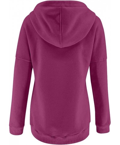 Baggy Hoodies for Women,Autumn Winter Plain Basic Button Down Pullover Casual Long Sleeve Sweatshirt with Pocket C-purple $12...