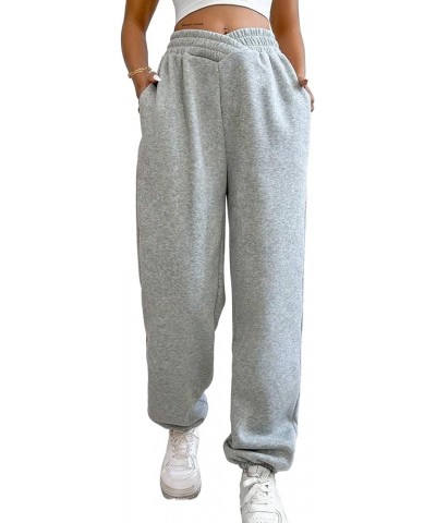 Womens Wide Leg Cargo Pants Baggy Drawstring Elastic Waist Trousers with Pockets Light Grey $10.19 Pants