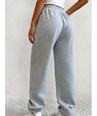 Womens Wide Leg Cargo Pants Baggy Drawstring Elastic Waist Trousers with Pockets Light Grey $10.19 Pants