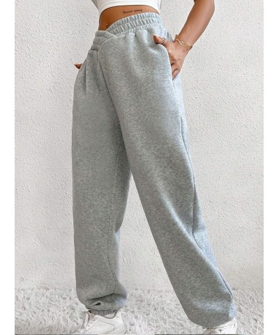 Womens Wide Leg Cargo Pants Baggy Drawstring Elastic Waist Trousers with Pockets Light Grey $10.19 Pants