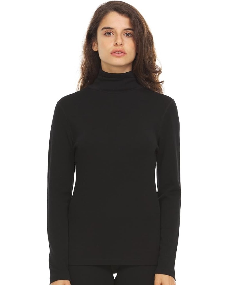 100% Merino Wool Womens Long Sleeve Midweight Turtleneck - Warm Sweater - Fold-Over Turtleneck Black $32.55 Sweaters